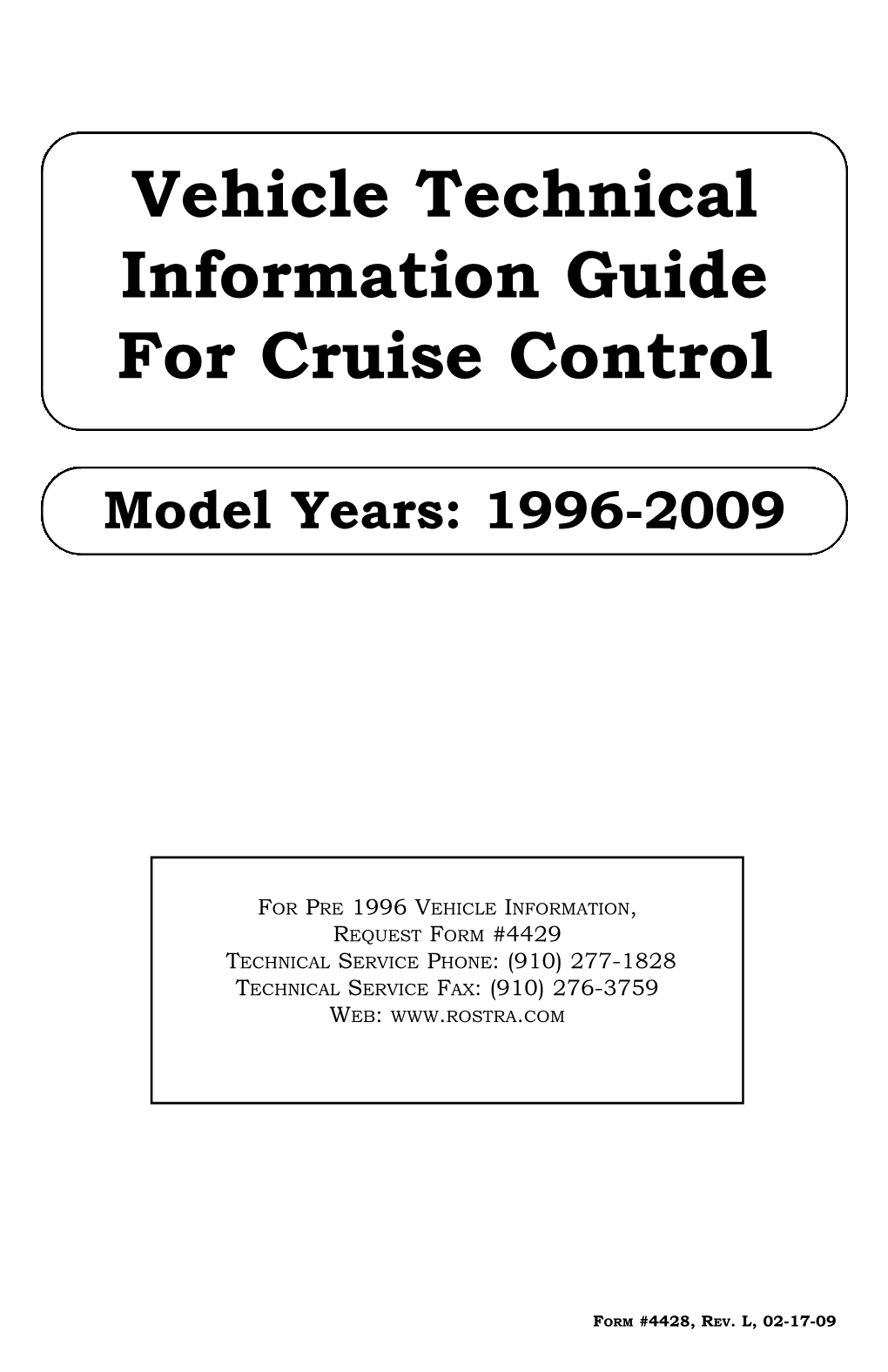 Vehicle Technical Information Guide for Cruise Control