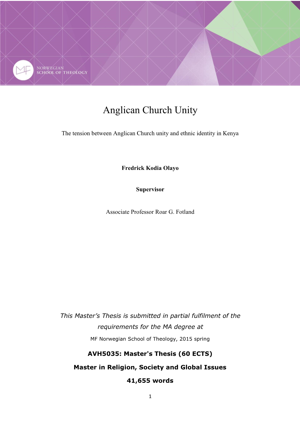 Anglican Church Unity