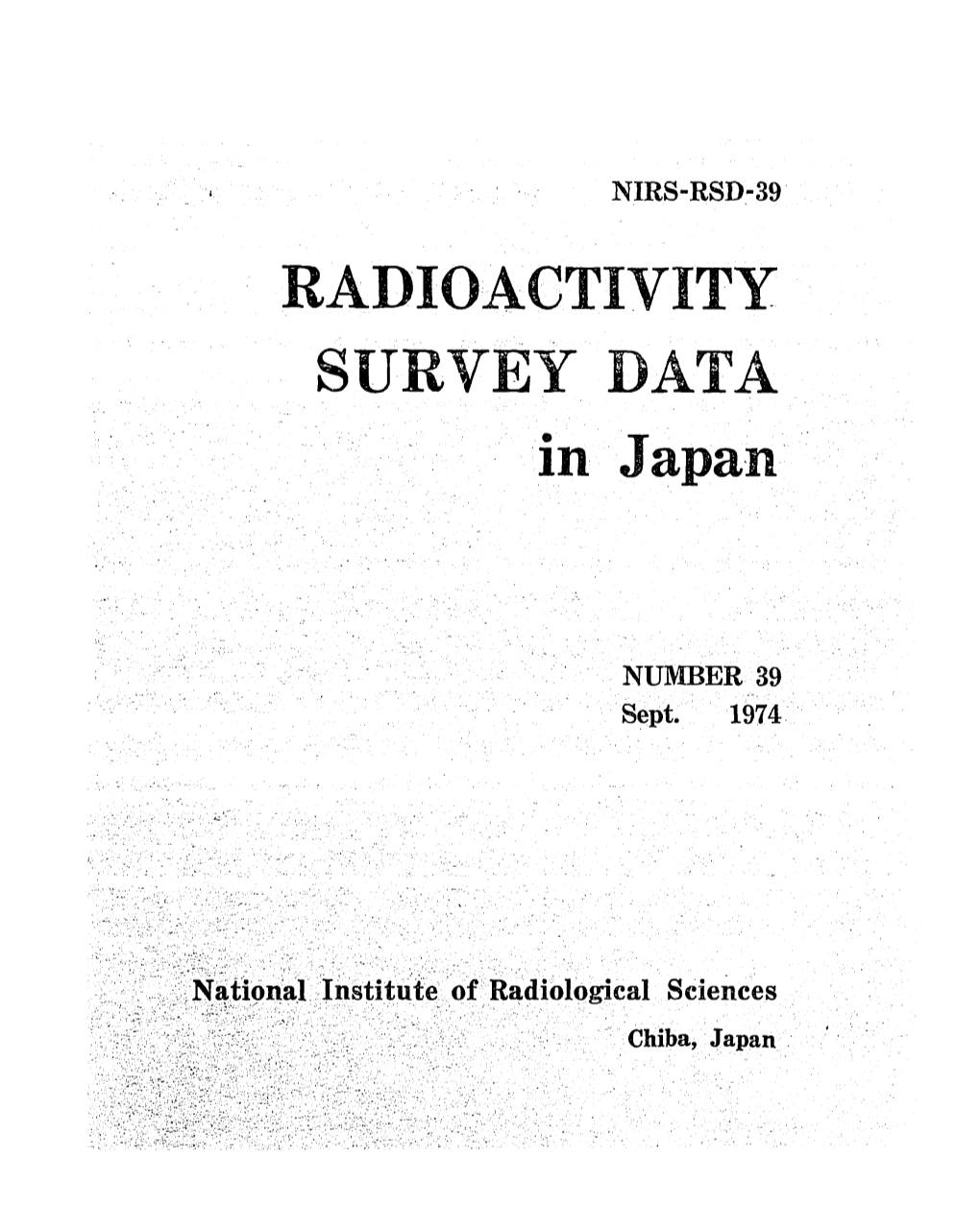 RADIOACTIVITY SURVEY DATA M Janan