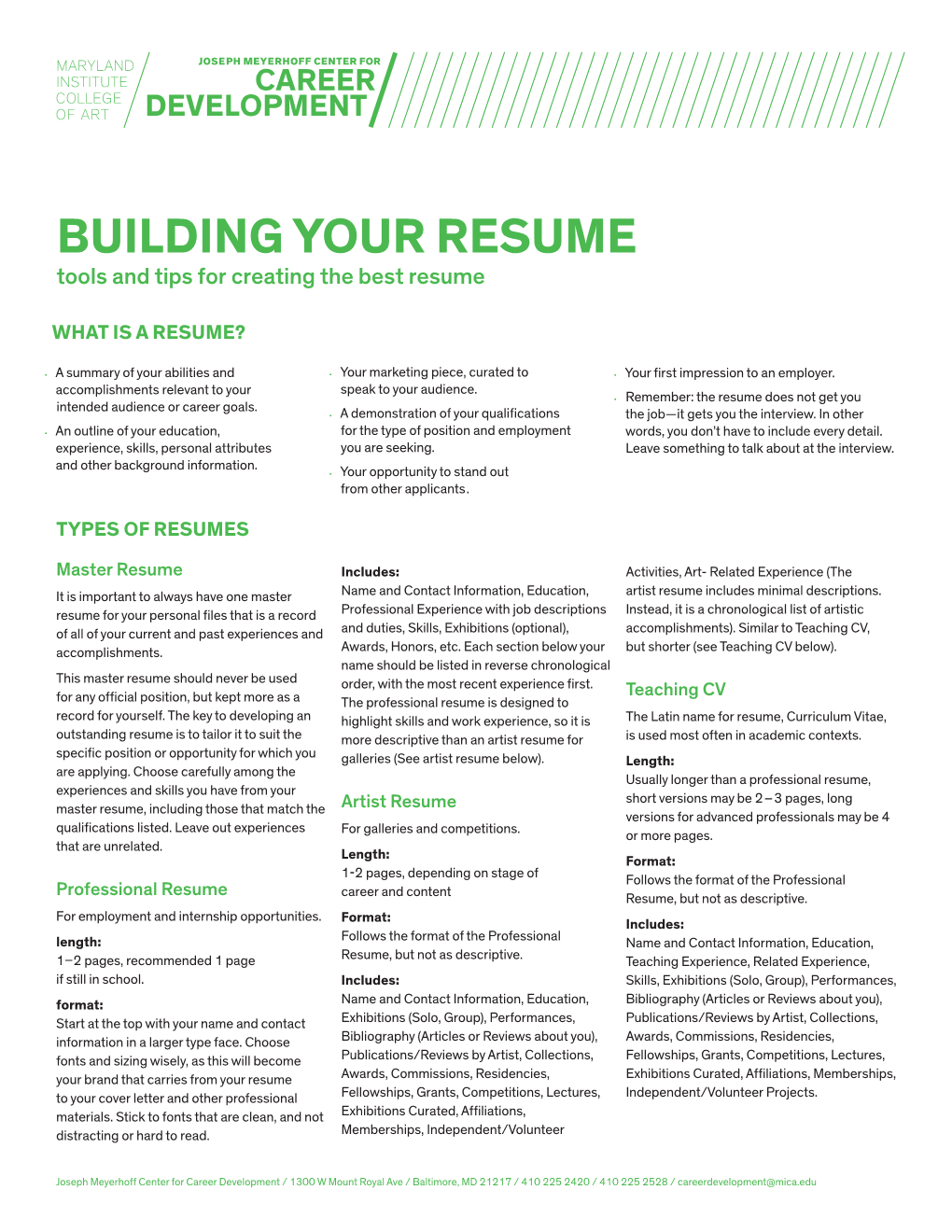 BUILDING YOUR RESUME Tools and Tips for Creating the Best Resume