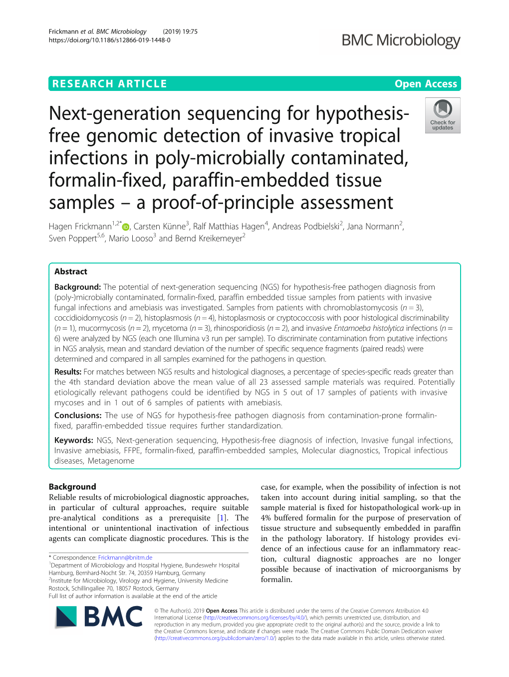 Next-Generation Sequencing for Hypothesis-Free Genomic Detection