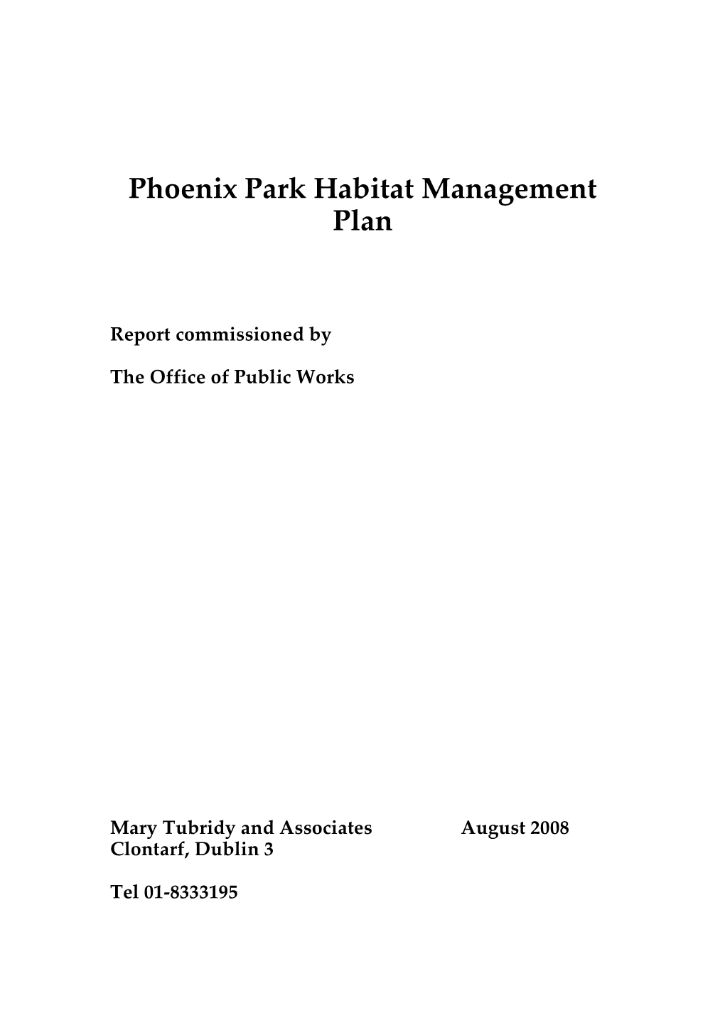 Habitat Management Plan Phoenix Park 2008