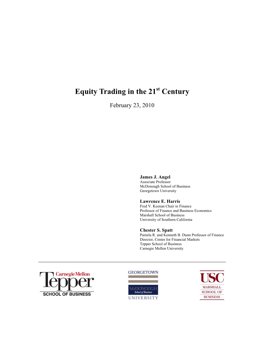Equity Trading in the 21St Century