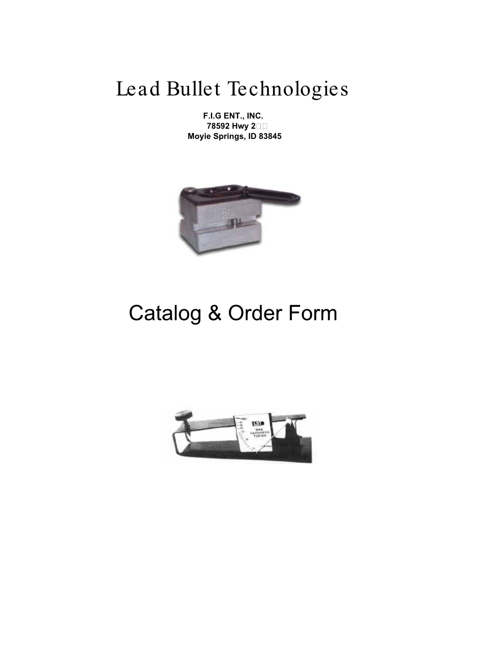 Catalog & Order Form Lead Bullet Technologies