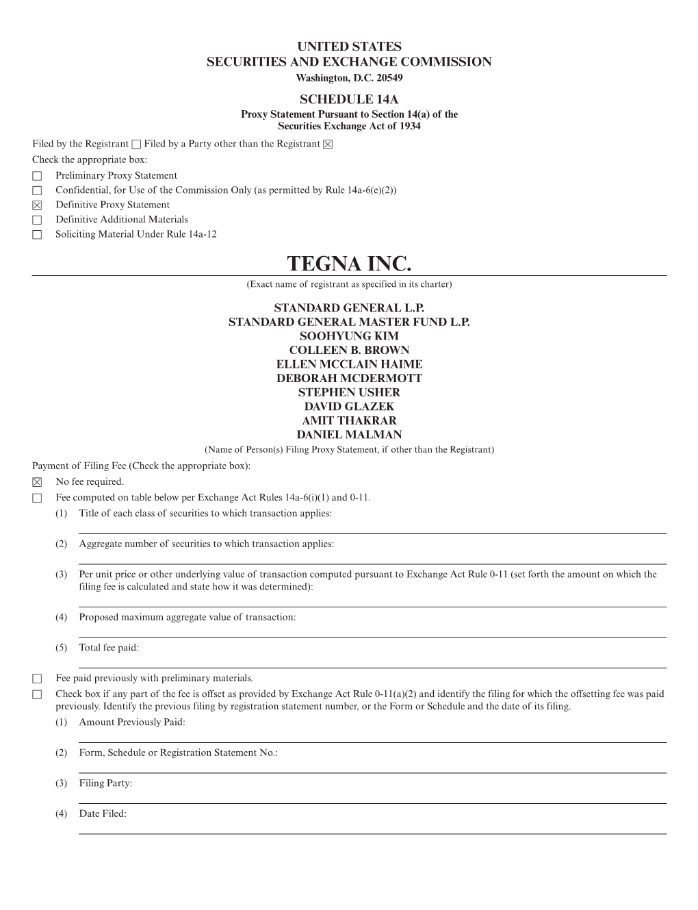 TEGNA INC. (Exact Name of Registrant As Specified in Its Charter)