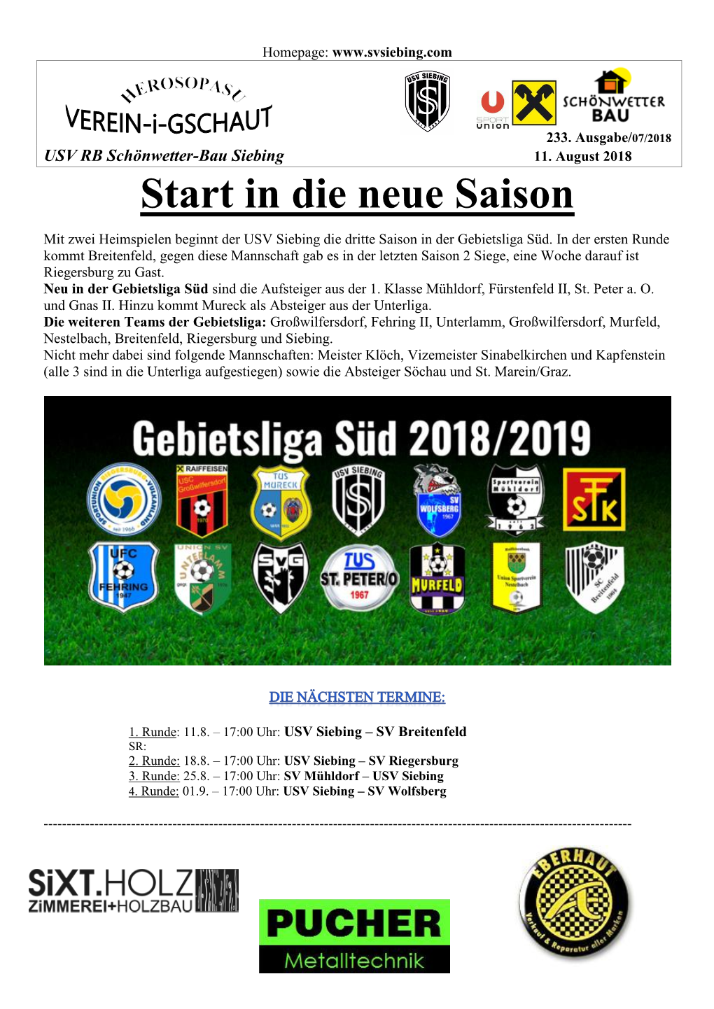 Start in Die Neue Saison