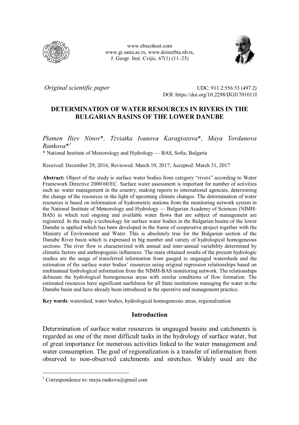 Original Scientific Paper DETERMINATION of WATER