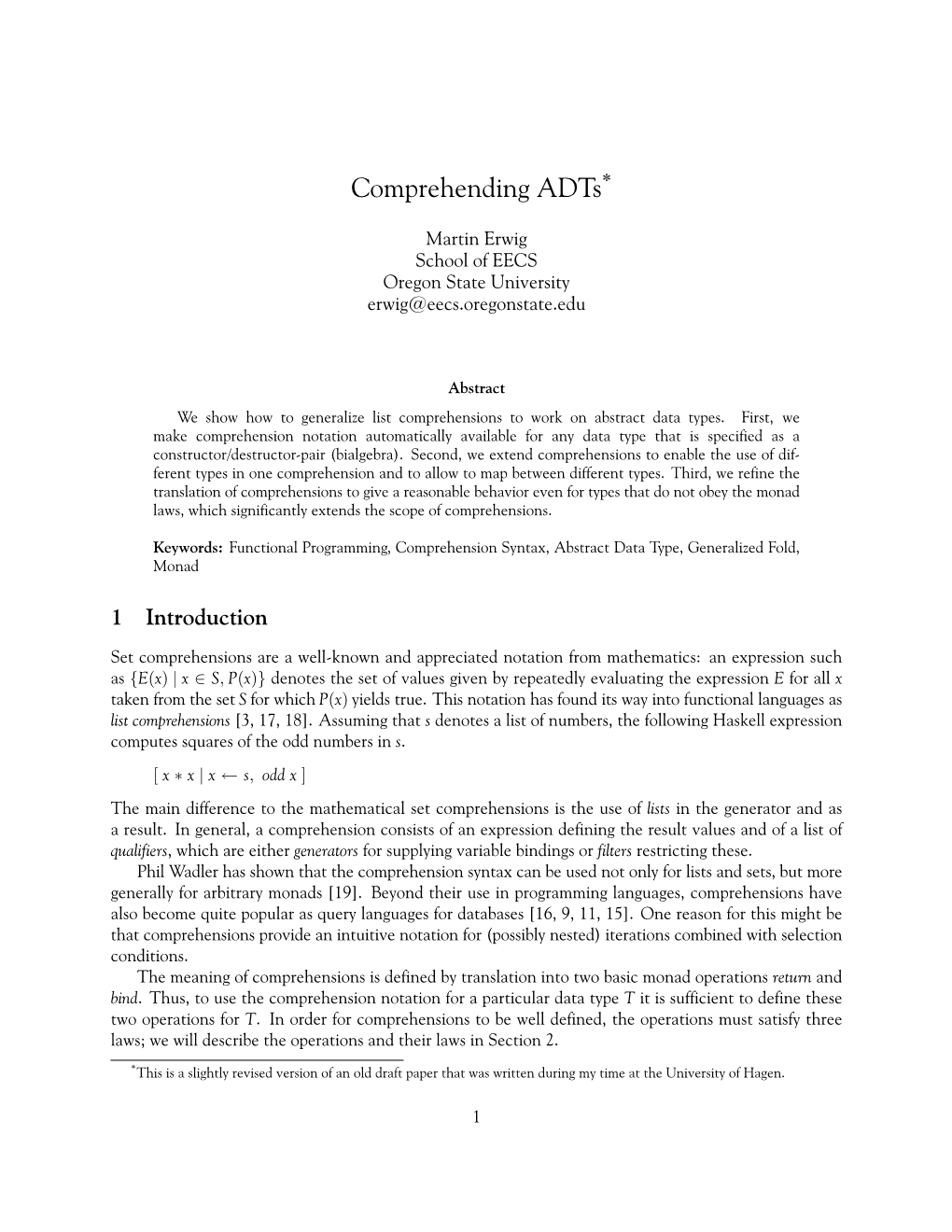 Comprehending Adts*