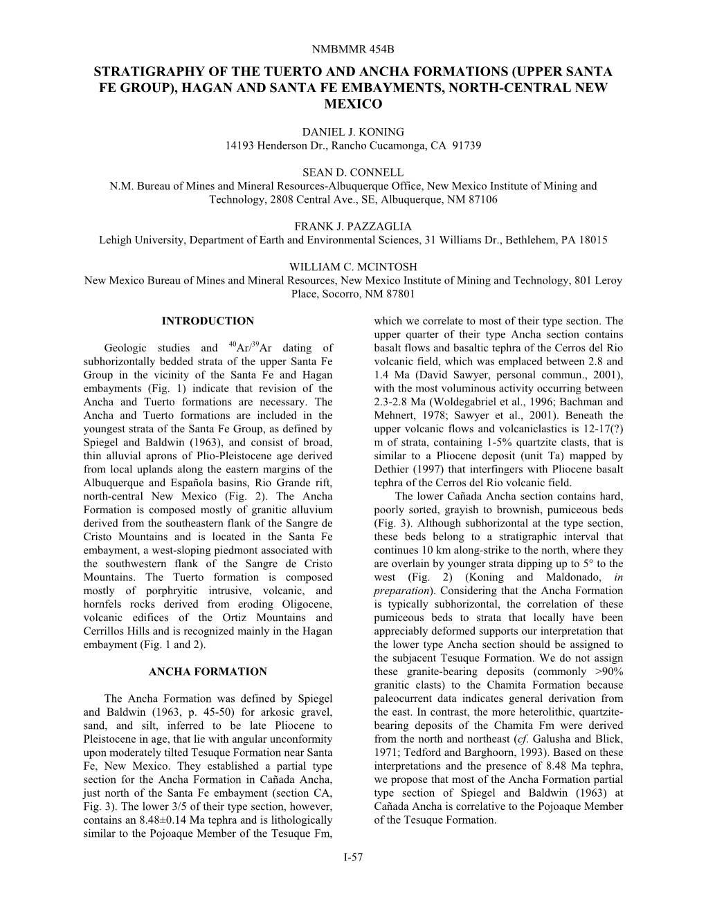 Stratigraphy of the Tuerto and Ancha Formations (Upper Santa Fe Group), Hagan and Santa Fe Embayments, North-Central New Mexico