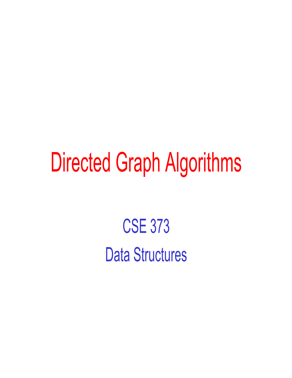 Directed Graph Algorithms