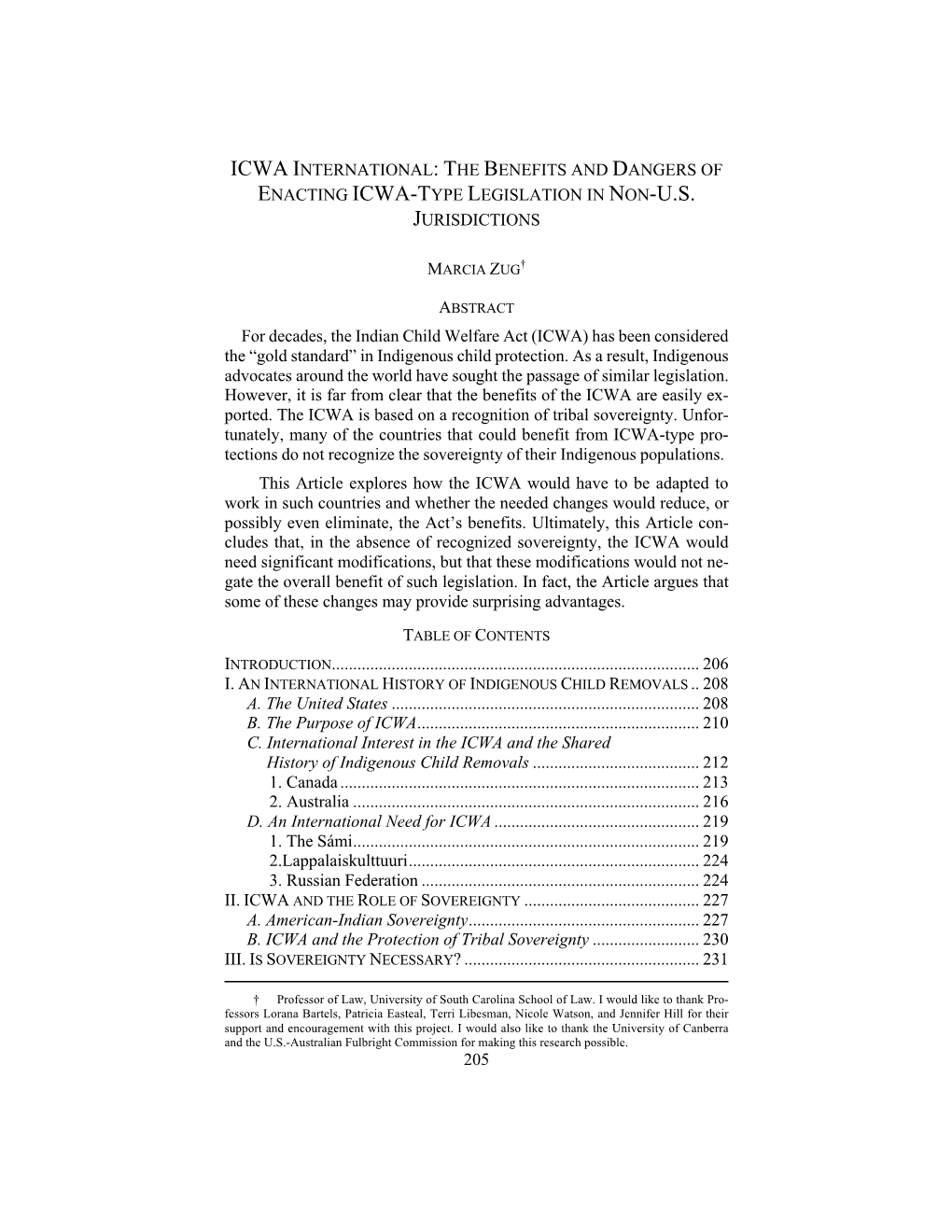 The Benefits and Dangers of Enacting Icwa-Type Legislation in Non-U.S. Jurisdictions