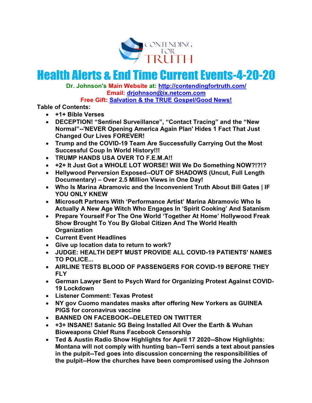 Health Emergency Alert 4-20-20