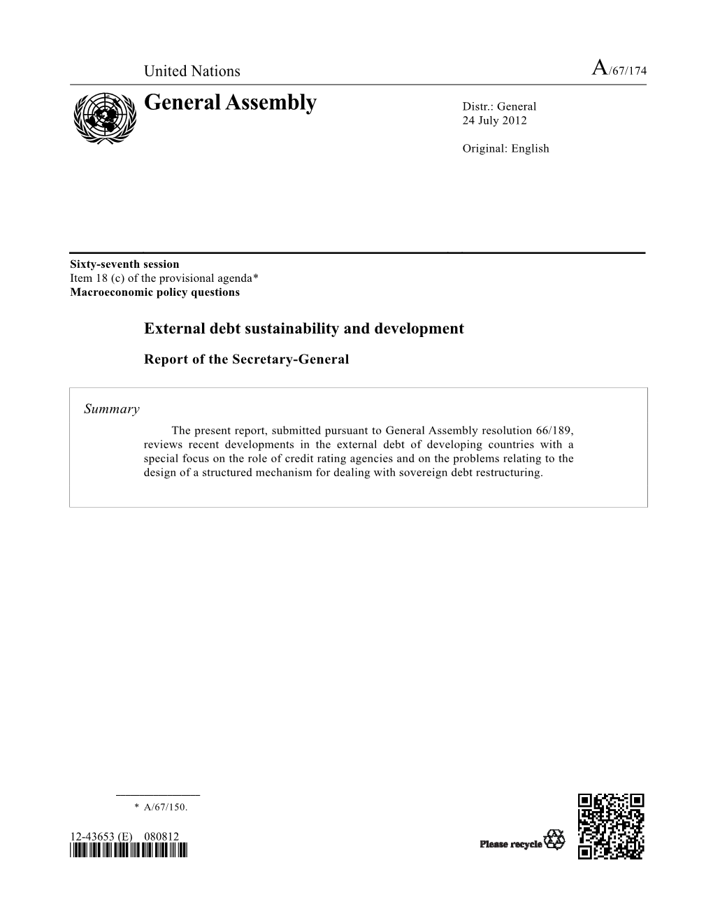 External Debt Sustainability and Development Report of The