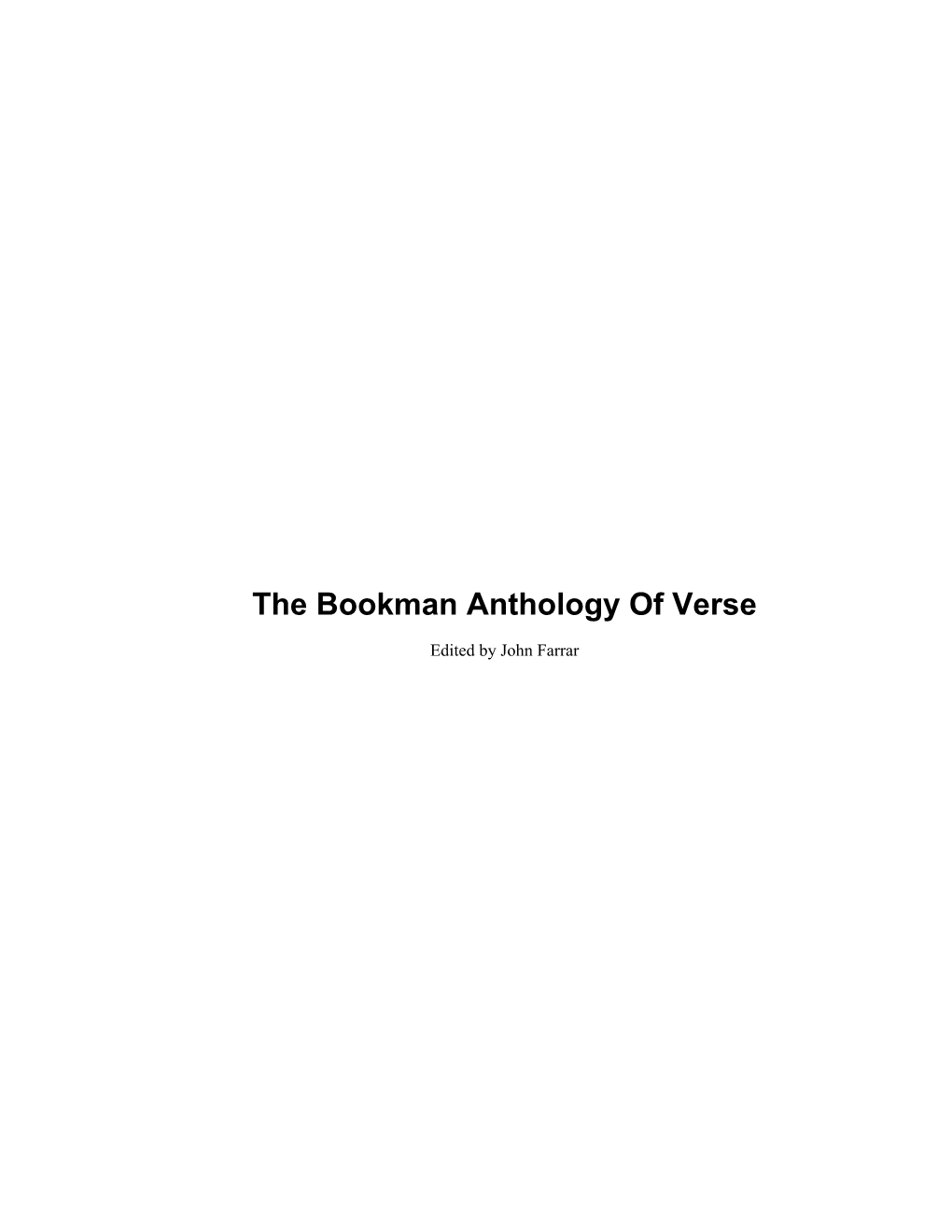 The Bookman Anthology of Verse