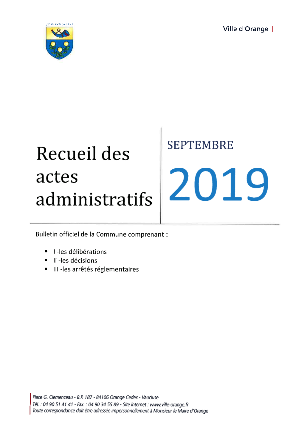 Recueil Des Actes Administratifs De La Commune