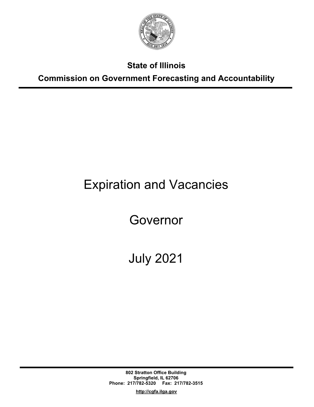 Expiration and Vacancies Governor July 2021