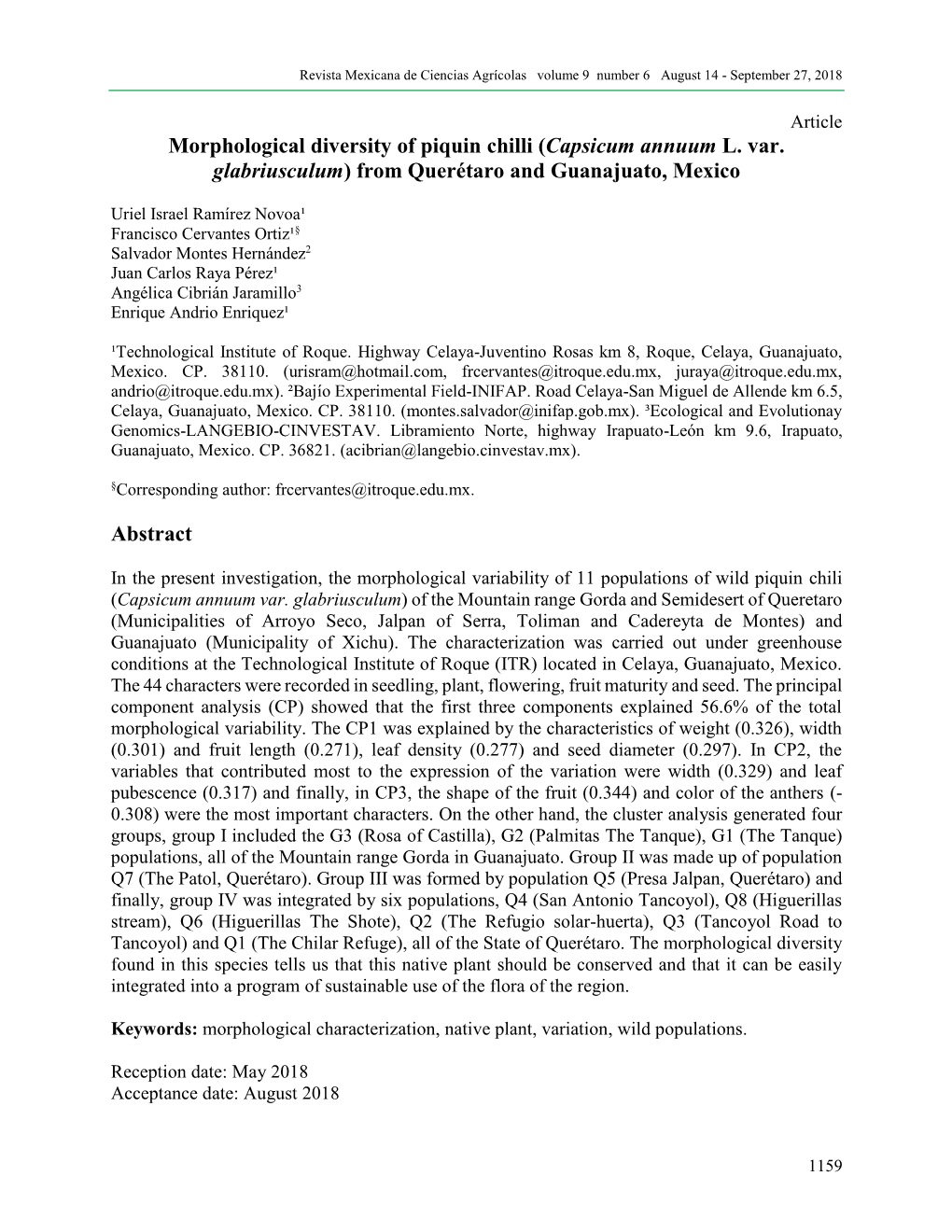 Morphological Diversity of Piquin Chilli (Capsicum Annuum L. Var