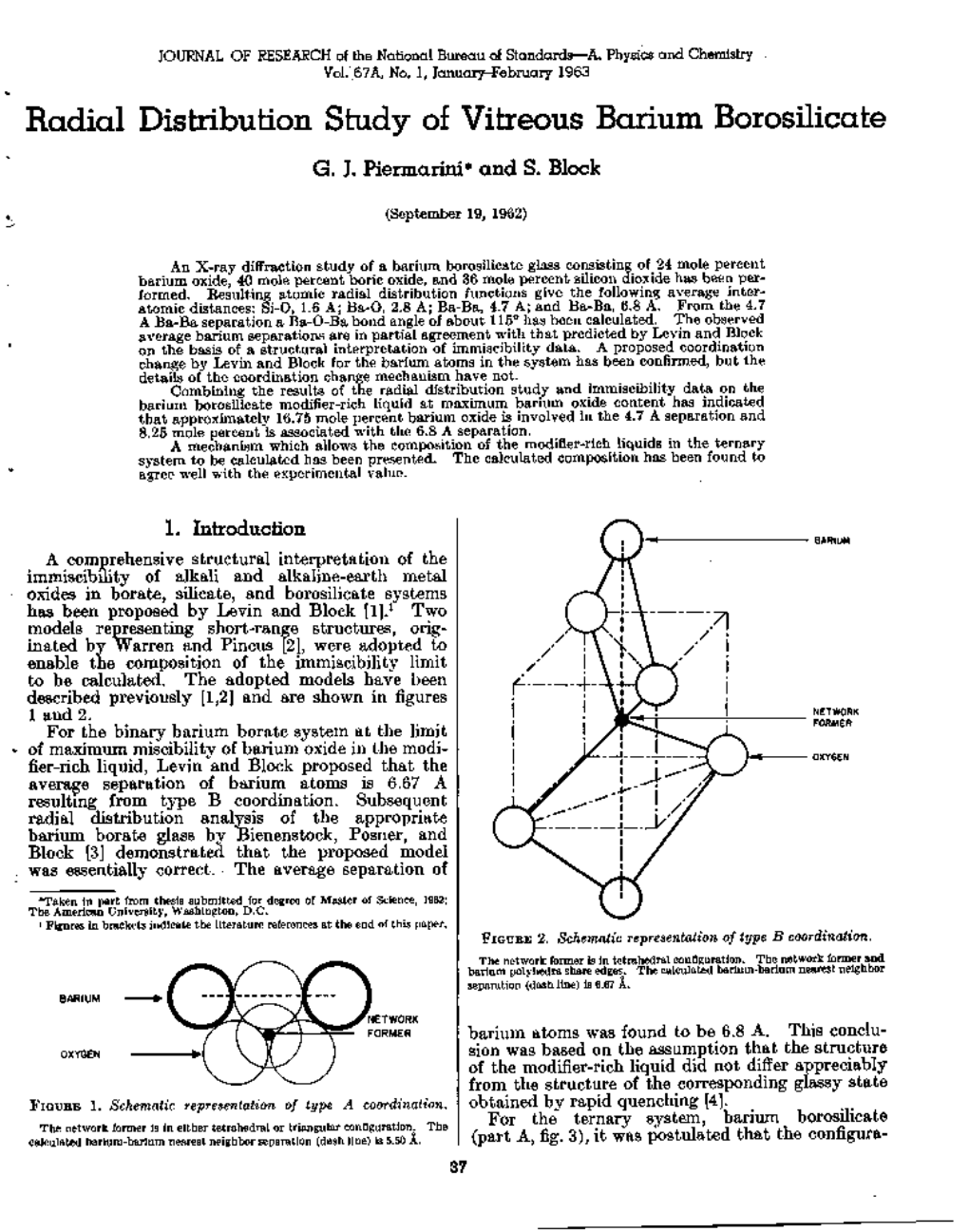 Radial Distribution Study of Vitreous Barium Borosilicate G