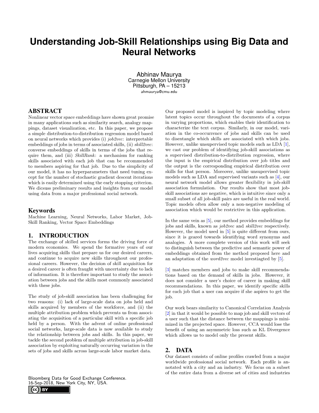 Understanding Job-Skill Relationships Using Big Data and Neural Networks