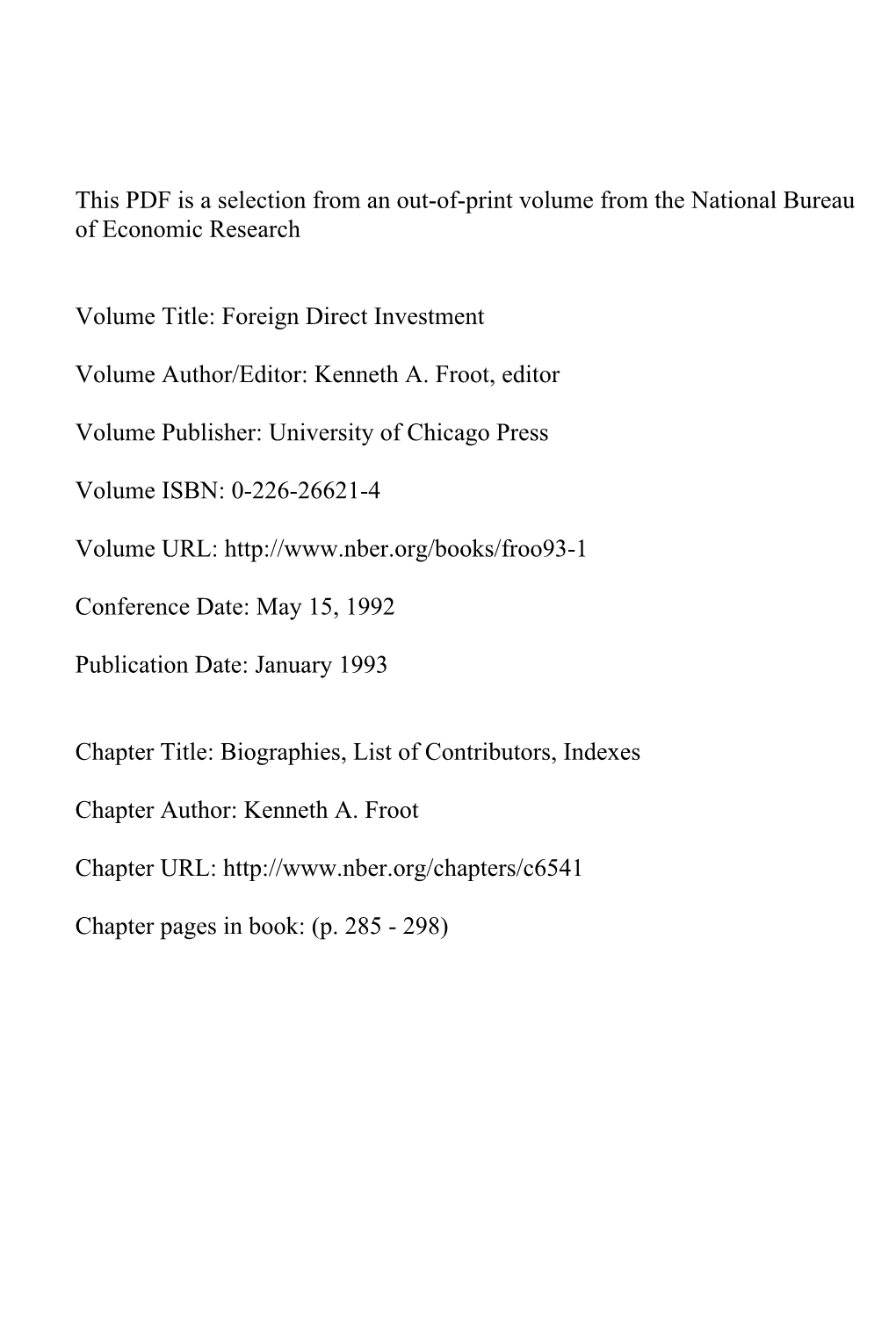 Biographies, List of Contributors, Indexes