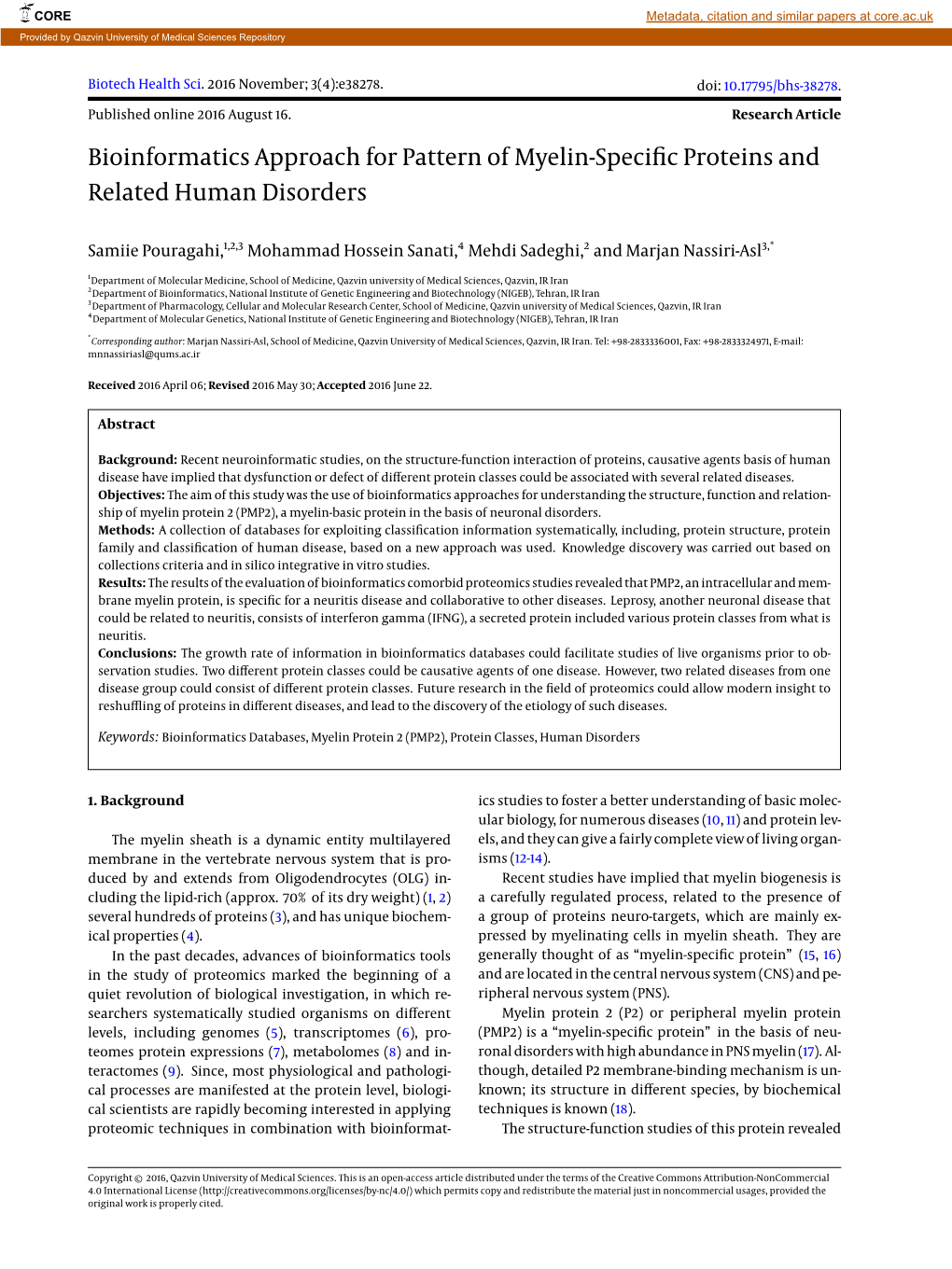 Bioinformatics Approach for Pattern of Myelin-Specific Proteins And