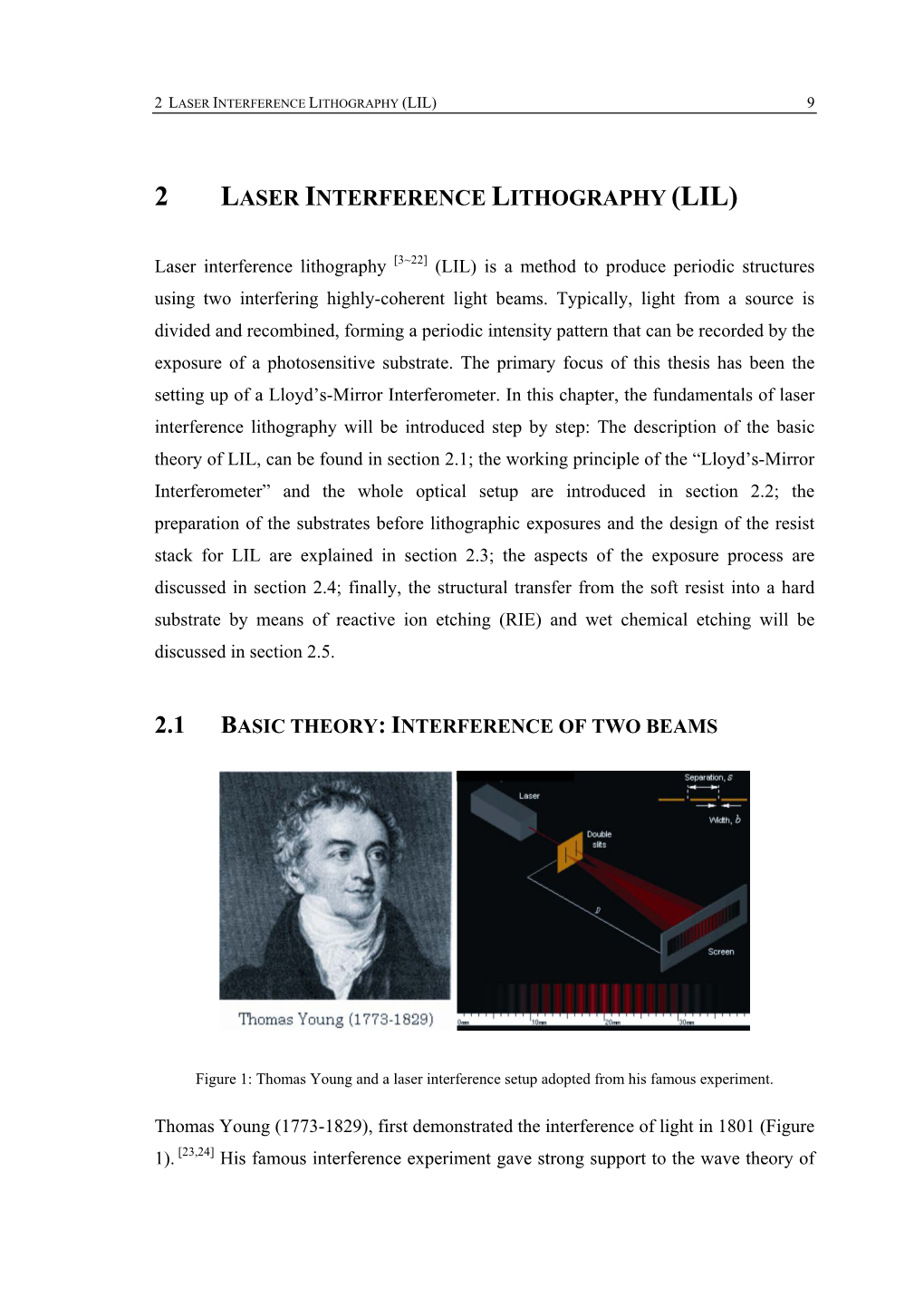 2 Laser Interference Lithography (Lil) 9