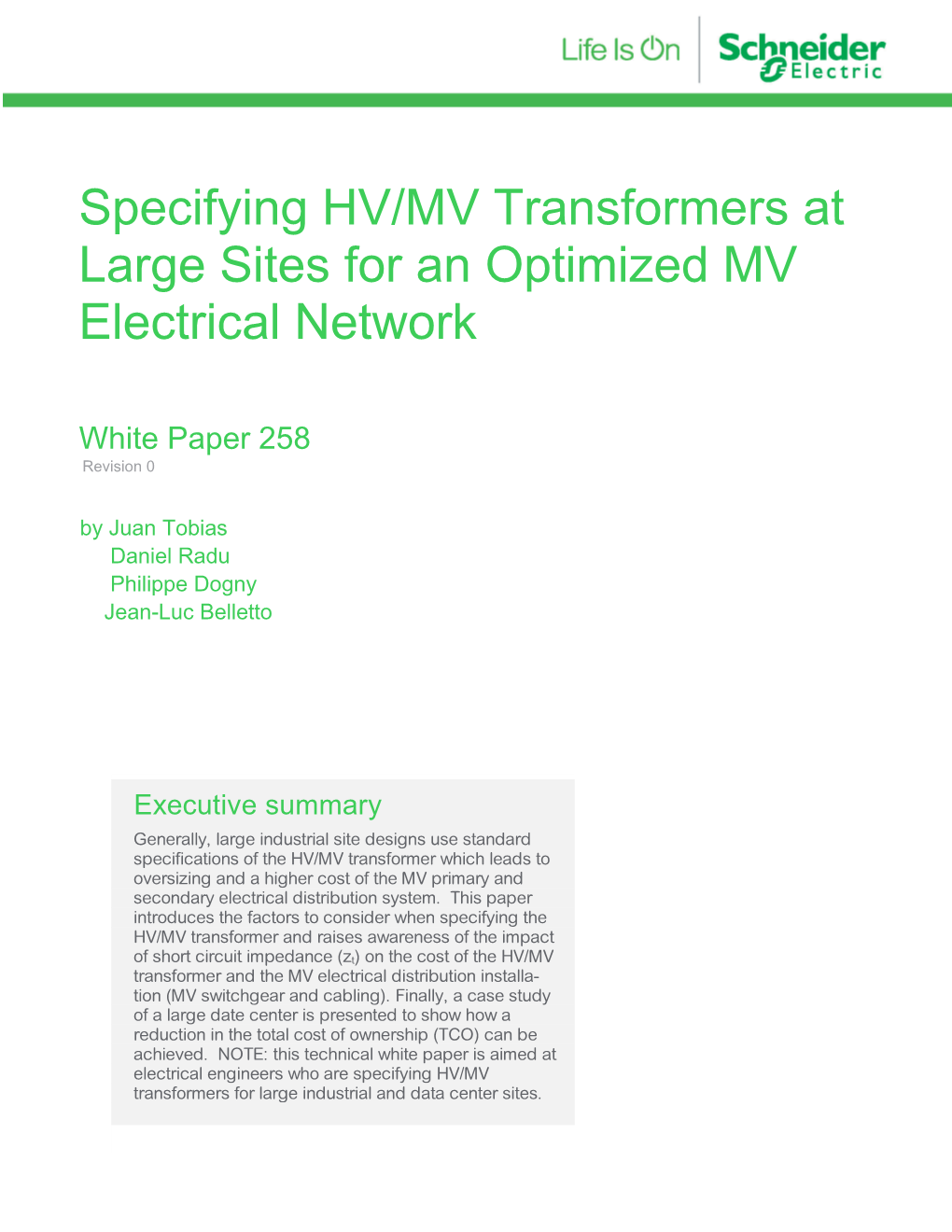 Specifying HV/MV Transformers at Large Sites for an Optimized MV Electrical Network