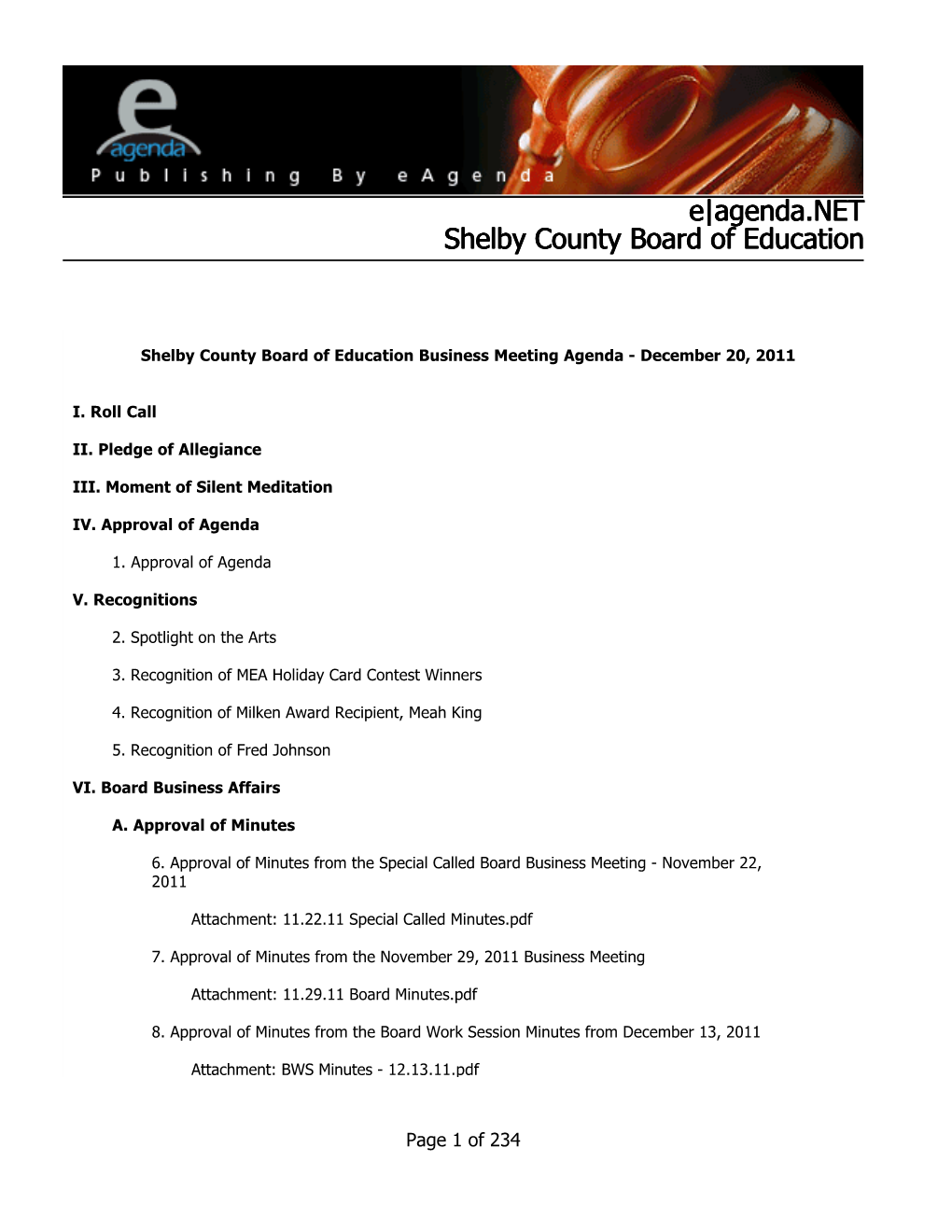 Agenda.NET Shelby County Board of Education