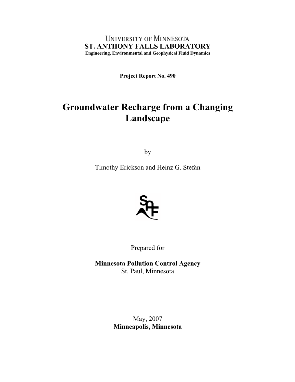 Groundwater Recharge from a Changing Landscape