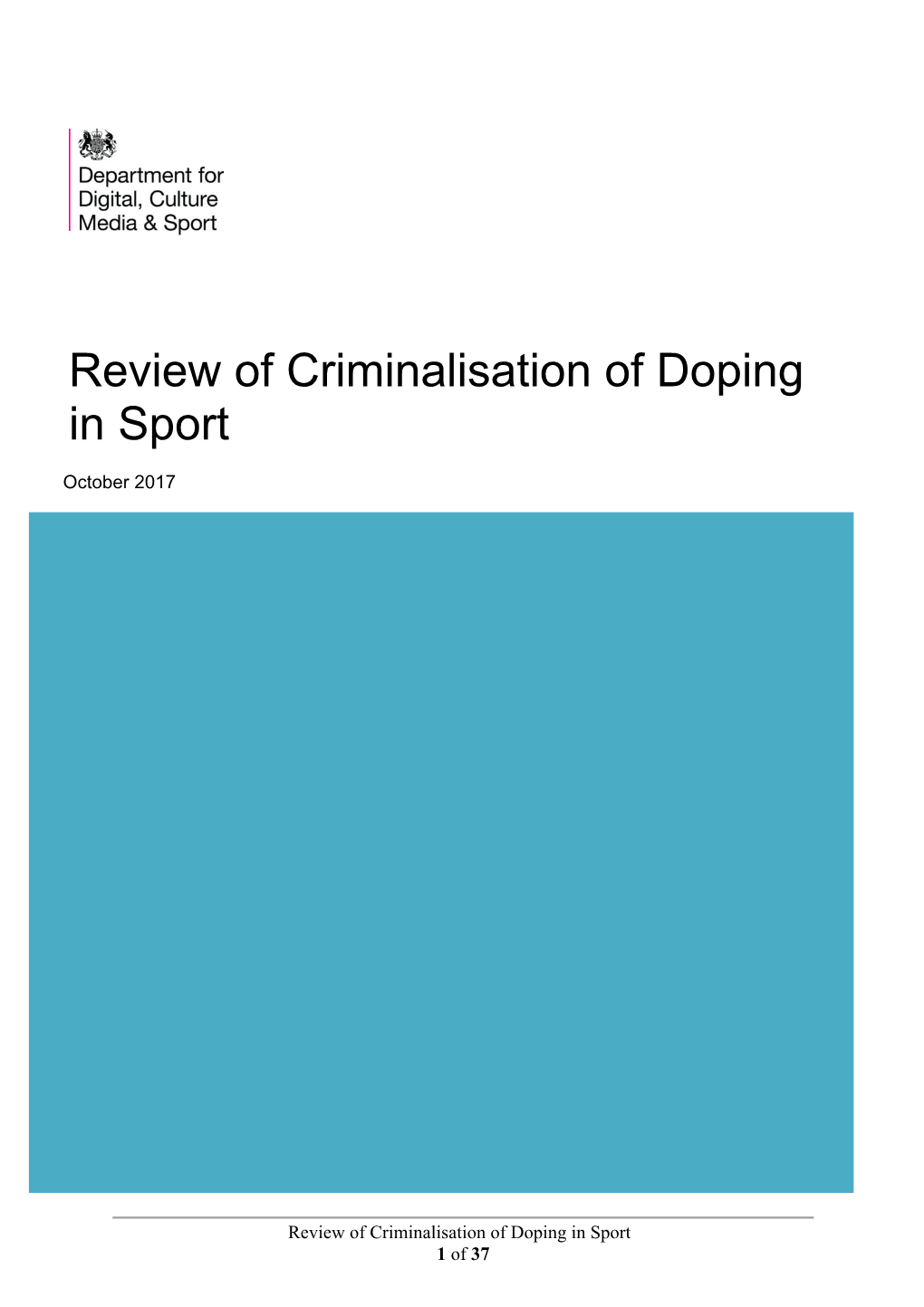 Review of Criminalisation of Doping in Sport