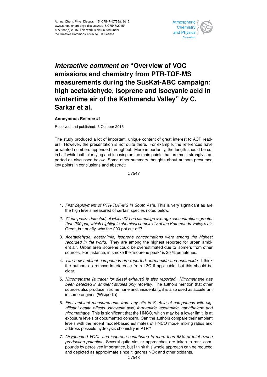 Overview of VOC Emissions and Chemistry from PTR