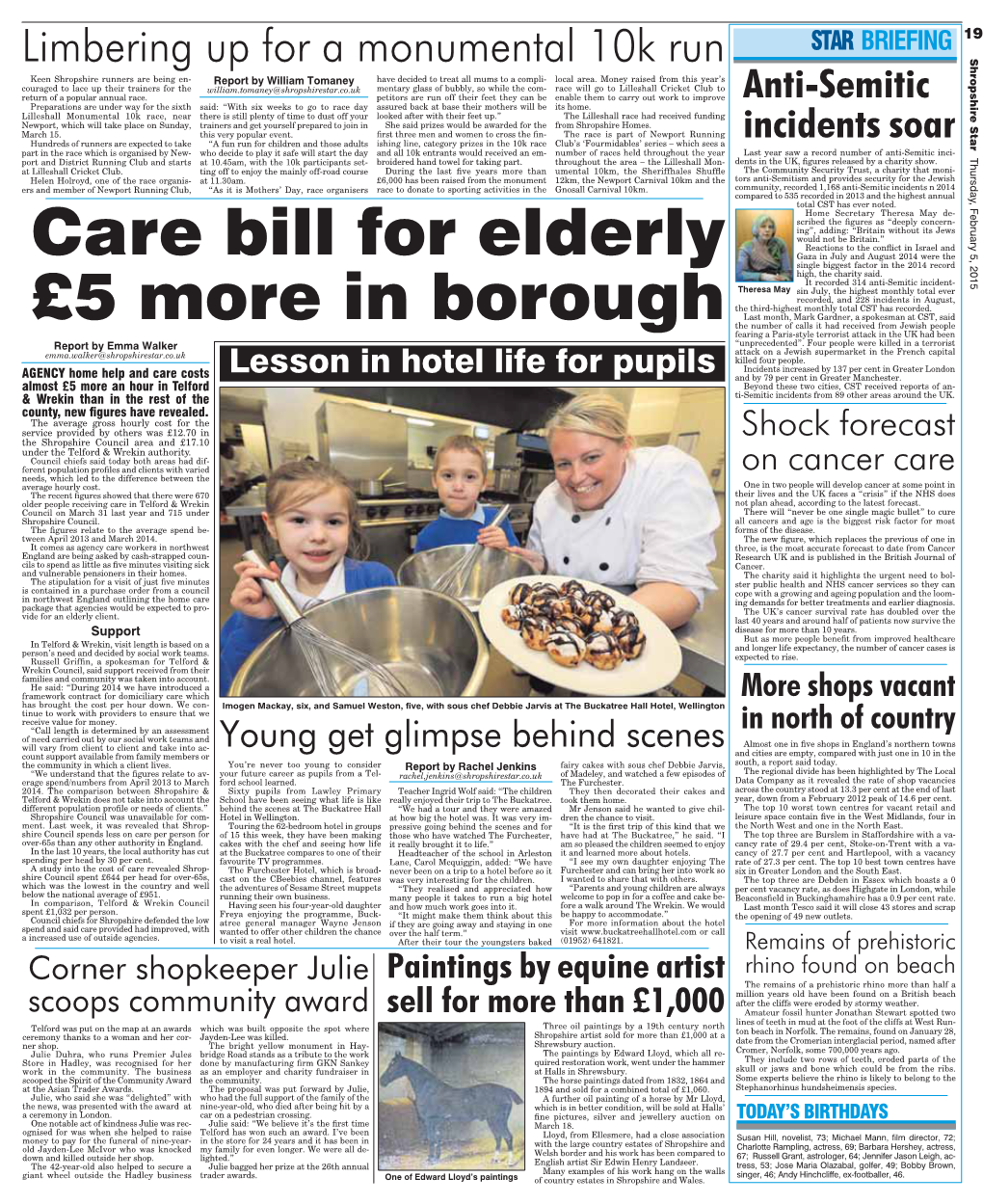 Care Bill for Elderly £5 More in Borough