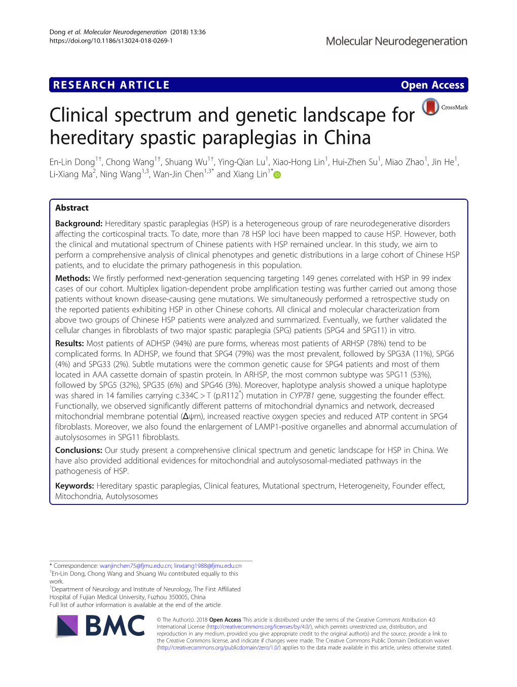 Clinical Spectrum and Genetic Landscape for Hereditary Spastic