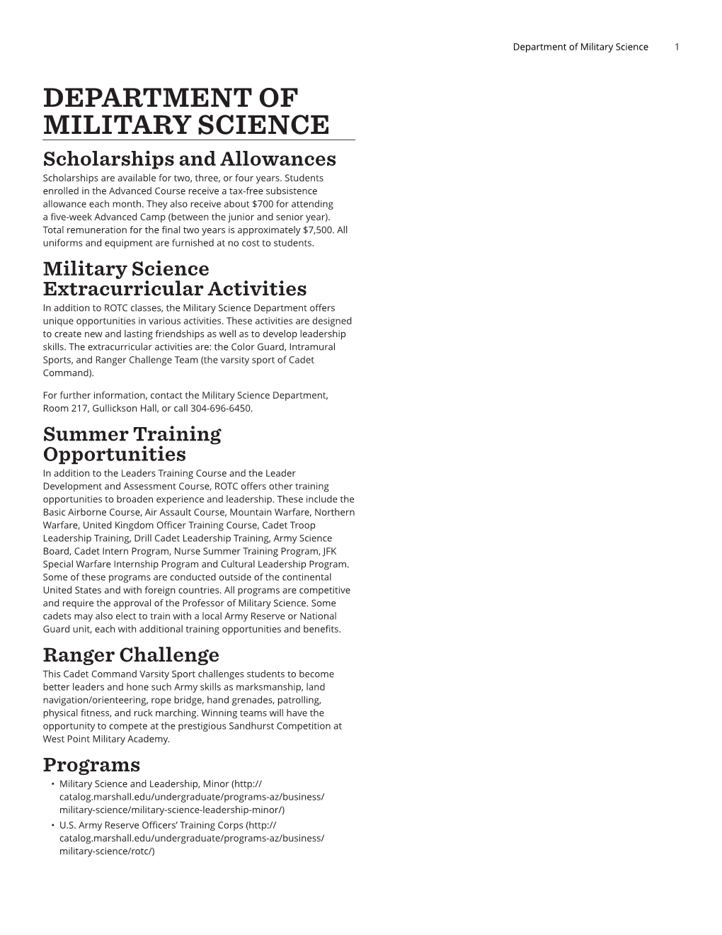 Department of Military Science 1