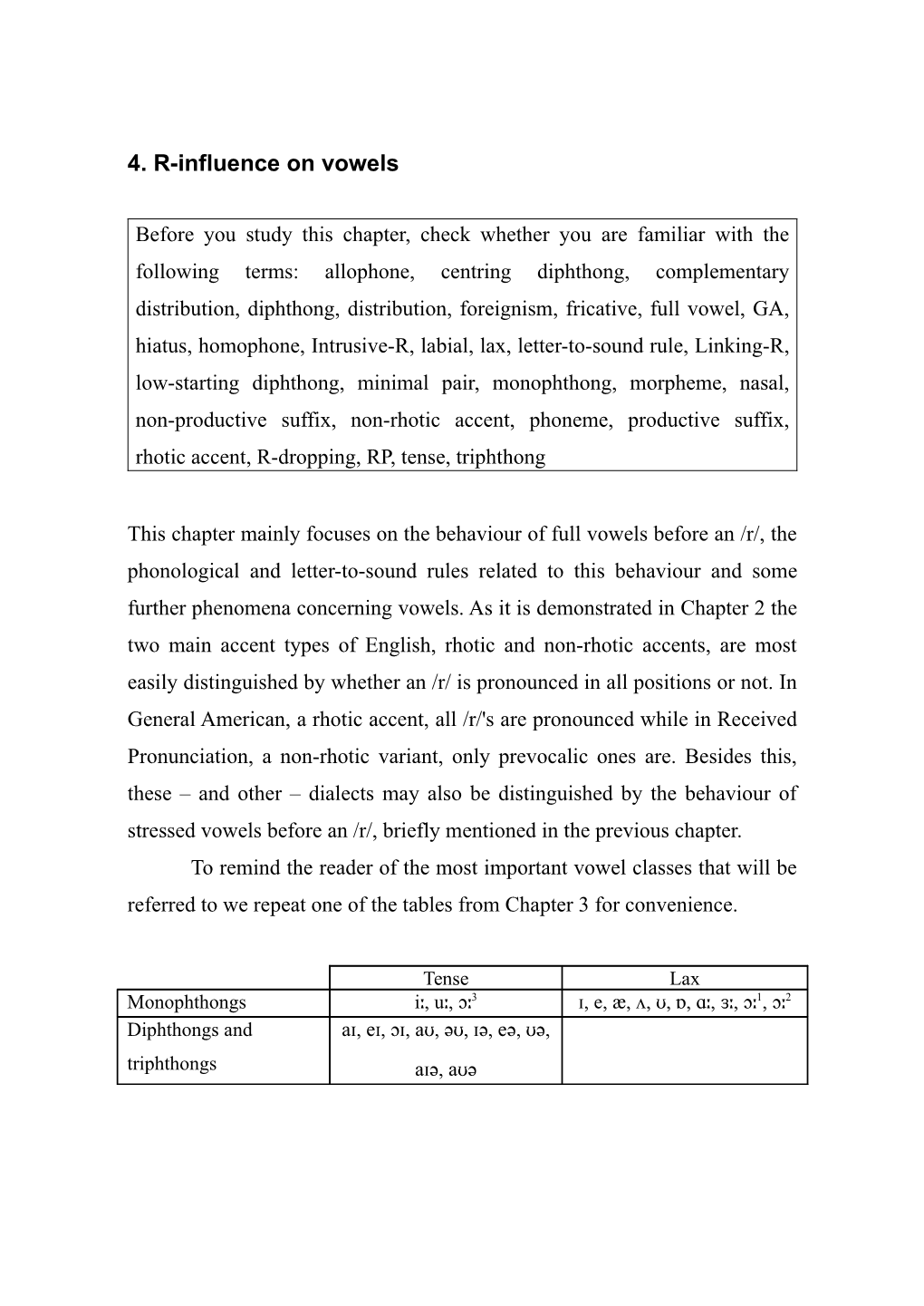 4. R-Influence on Vowels