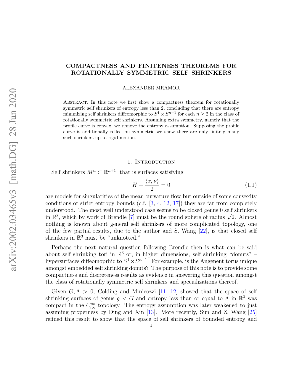 Arxiv:2002.03465V3 [Math.DG]