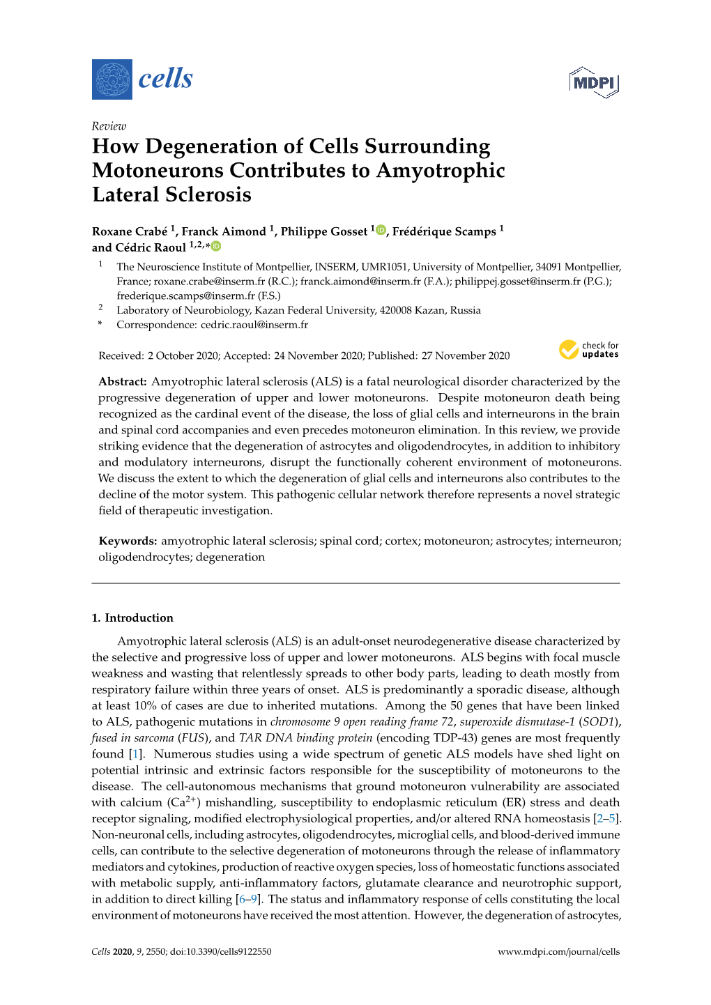 How Degeneration of Cells Surrounding Motoneurons Contributes to Amyotrophic Lateral Sclerosis