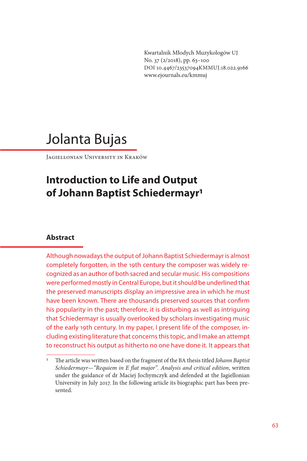 Introduction to Life and Output of Johann Baptist Schiedermayr1