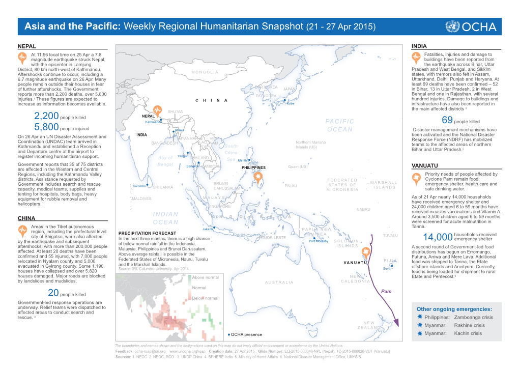 Weekly Regional Humanitarian Snapshot (21 - 27 Apr 2015)