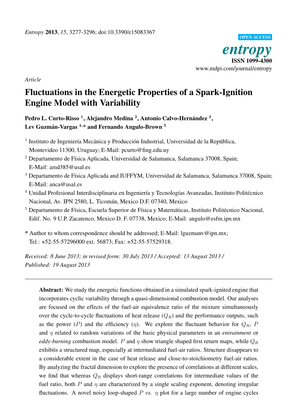 Fluctuations in the Energetic Properties of a Spark-Ignition Engine Model with Variability