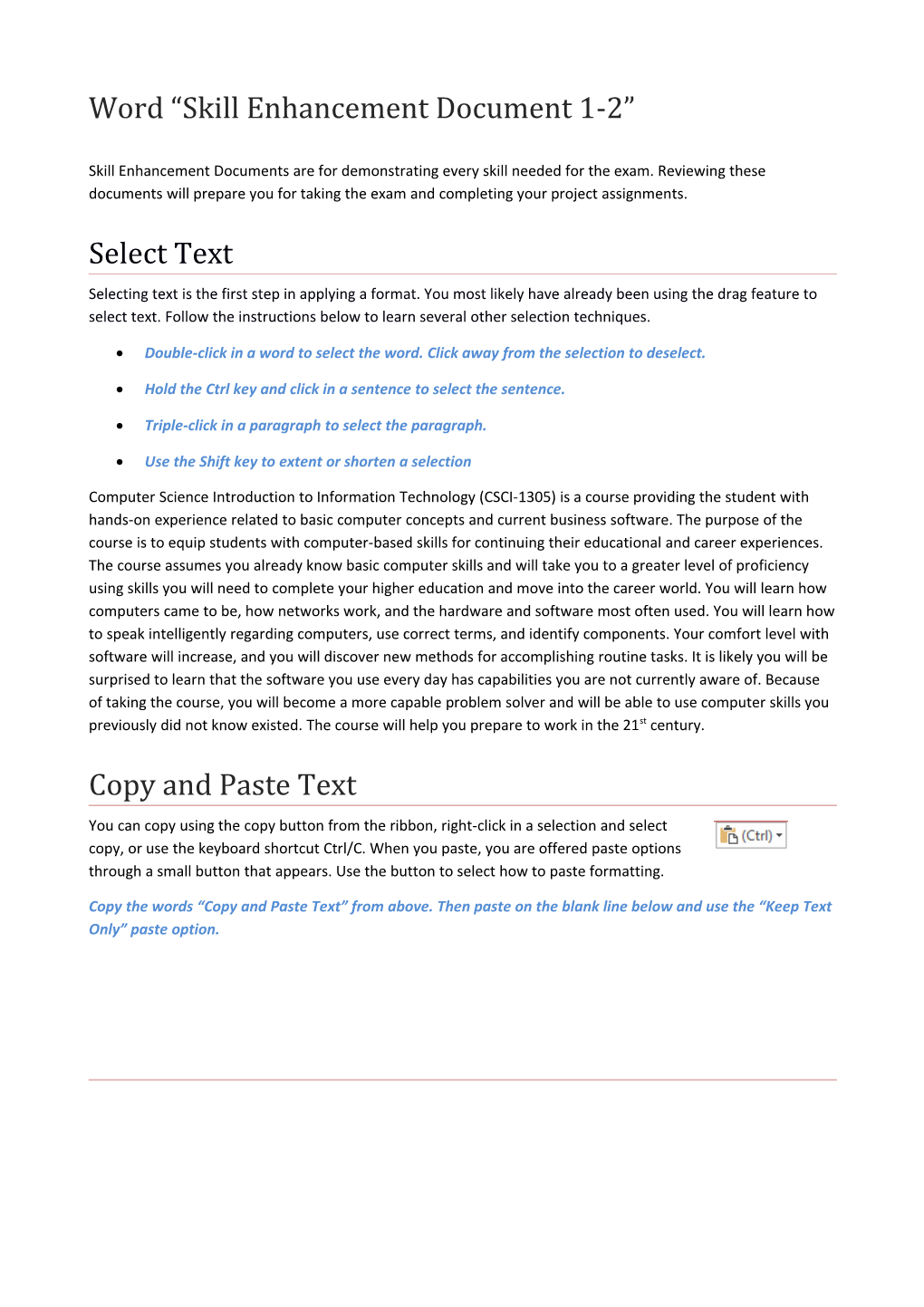 Word Skill Enhancement Document 1-2