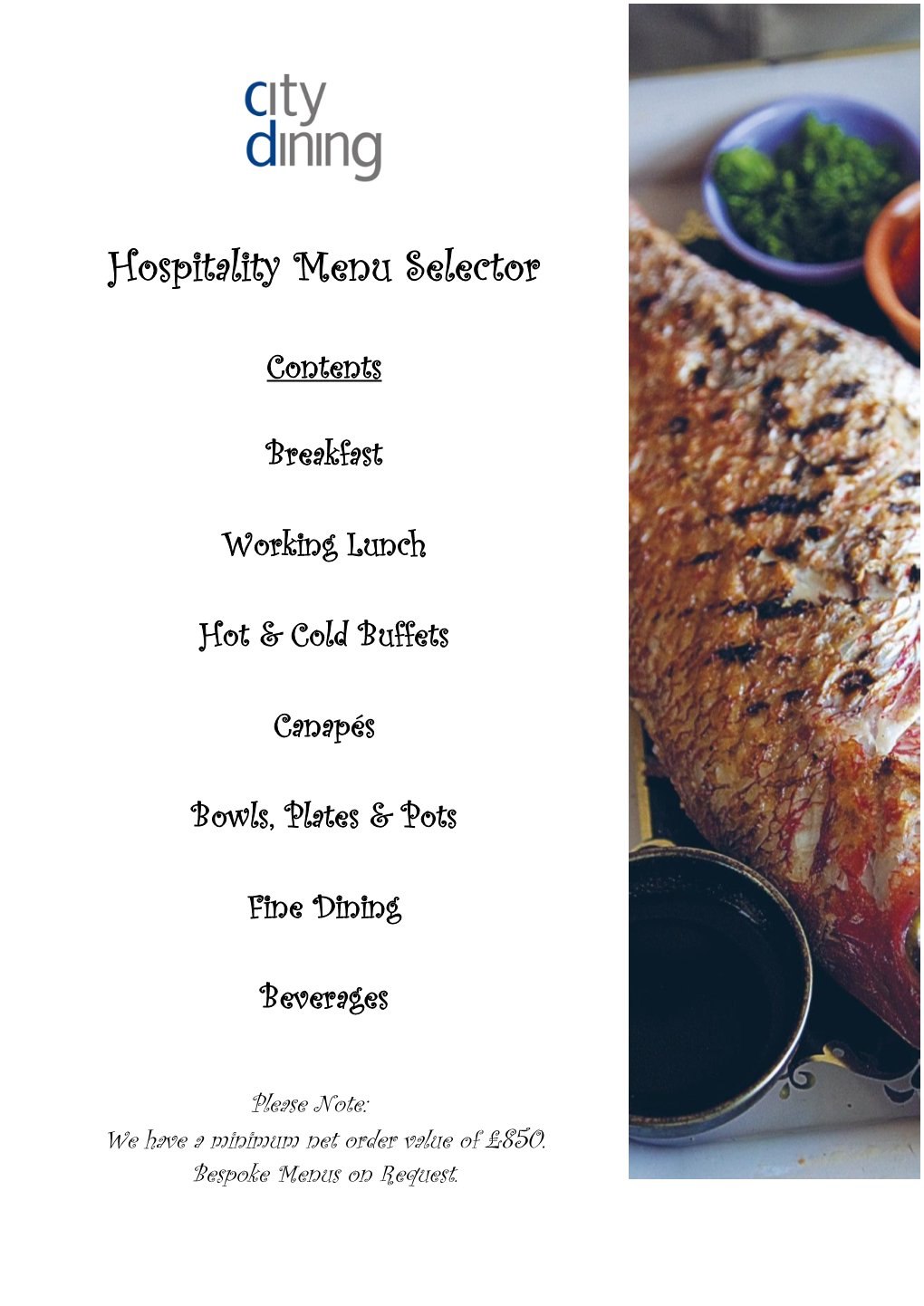 Hospitality Menu Selector