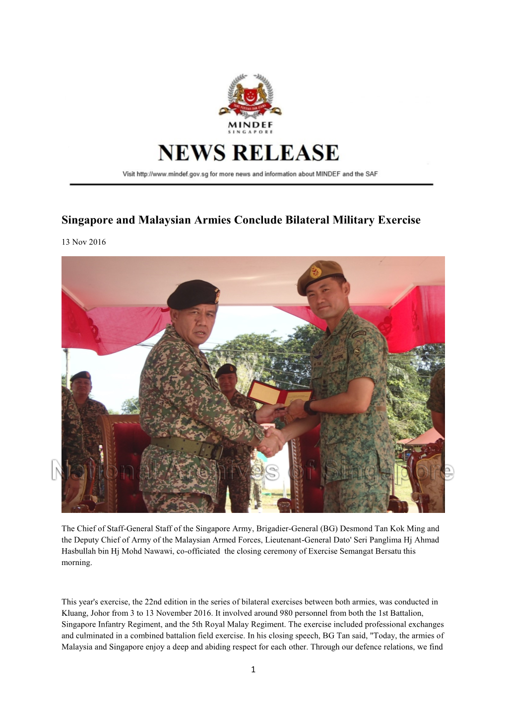 Singapore and Malaysian Armies Conclude Bilateral Military Exercise