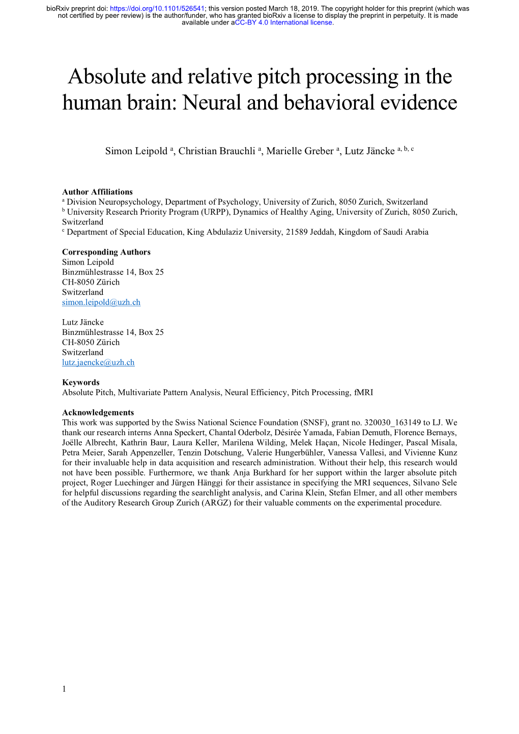 Absolute and Relative Pitch Processing in the Human Brain: Neural and Behavioral Evidence