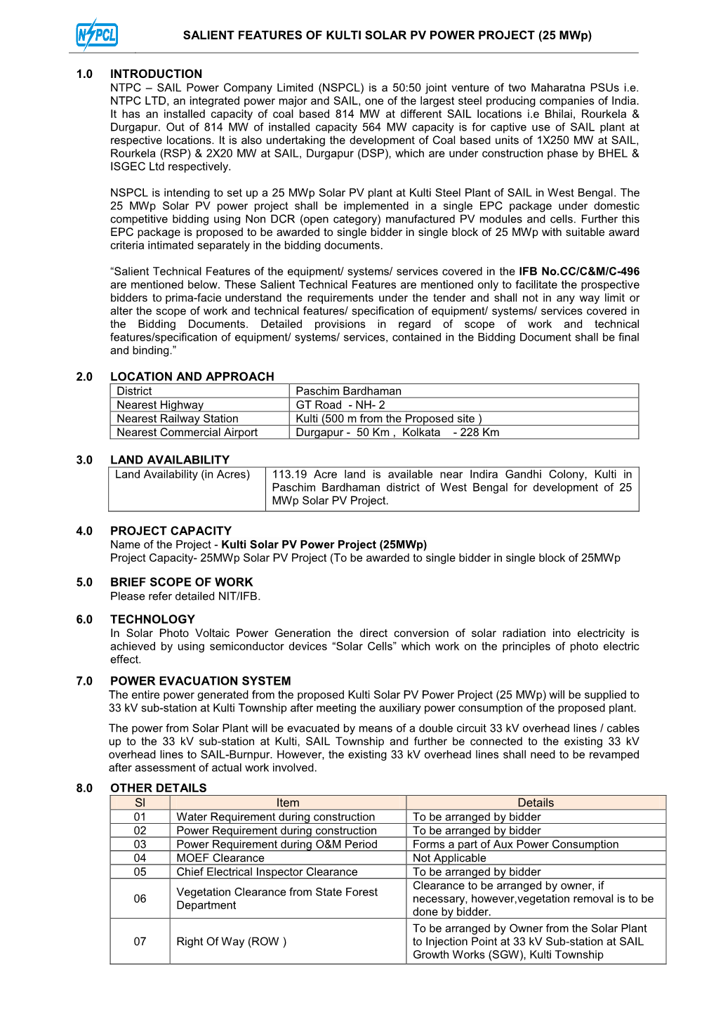 NTPC – SAIL Power Company Limited (NSPCL) Is a 50:50 Joint Venture of Two Maharatna Psus I.E