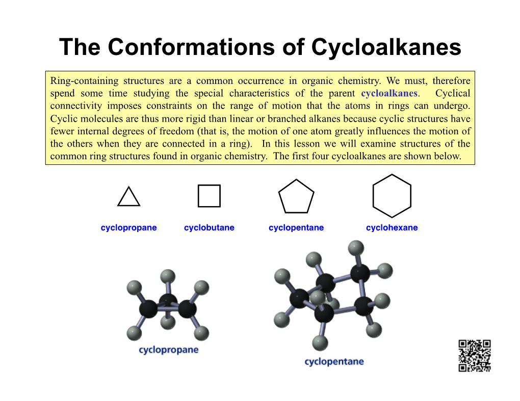 The Conformations of Cycloalkanes