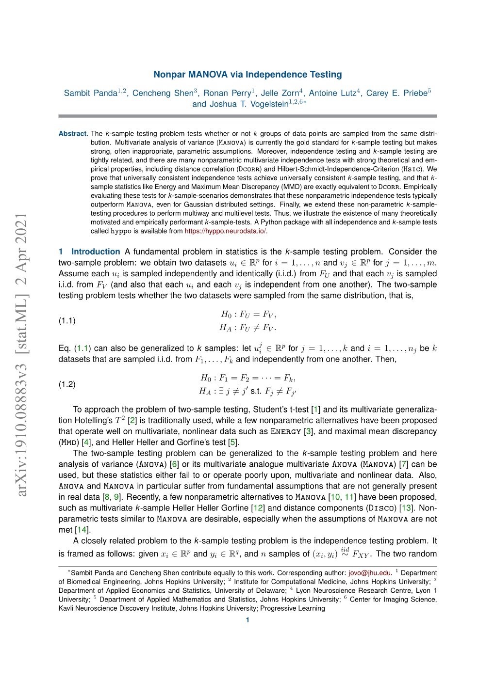 Arxiv:1910.08883V3 [Stat.ML] 2 Apr 2021 in Real Data [8,9]