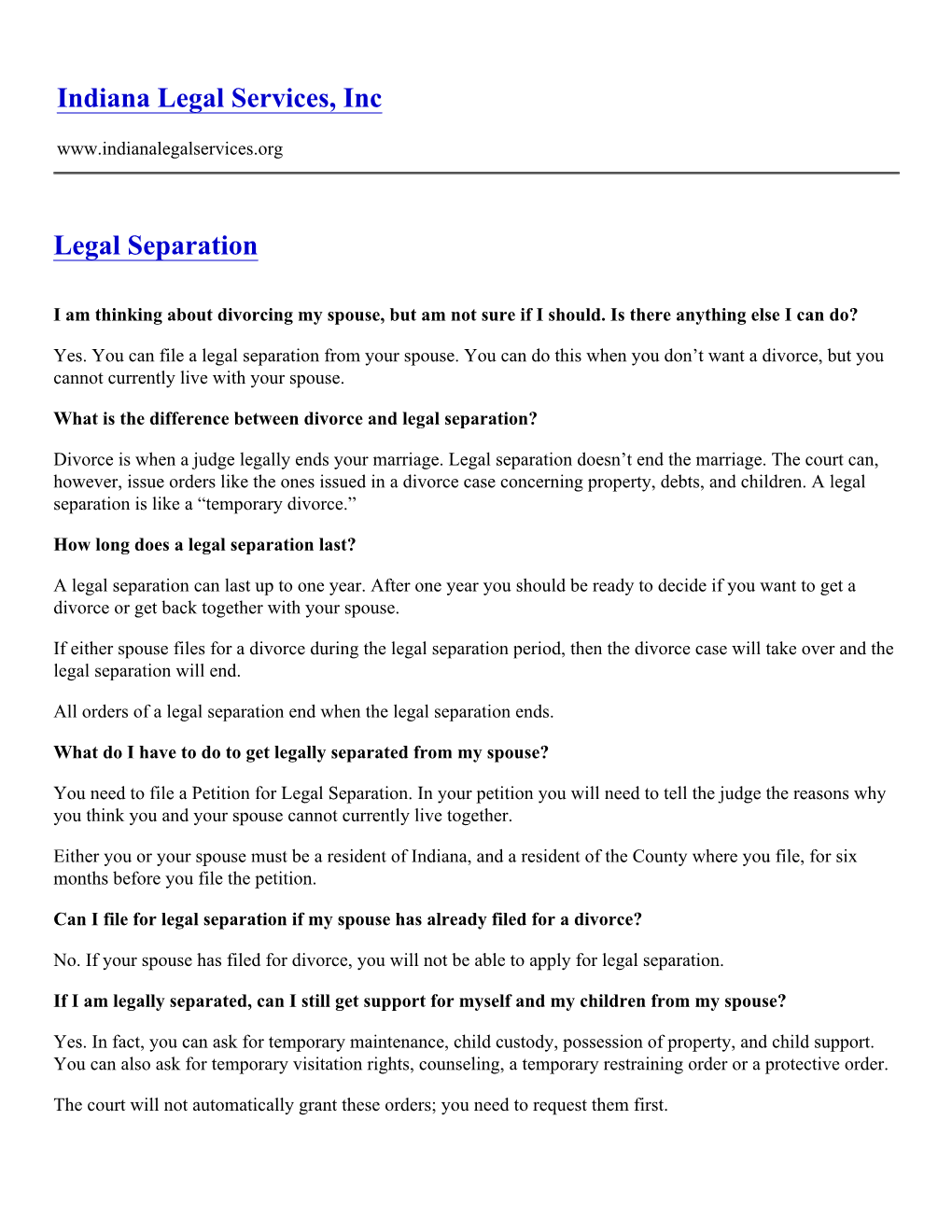 Legal Separation