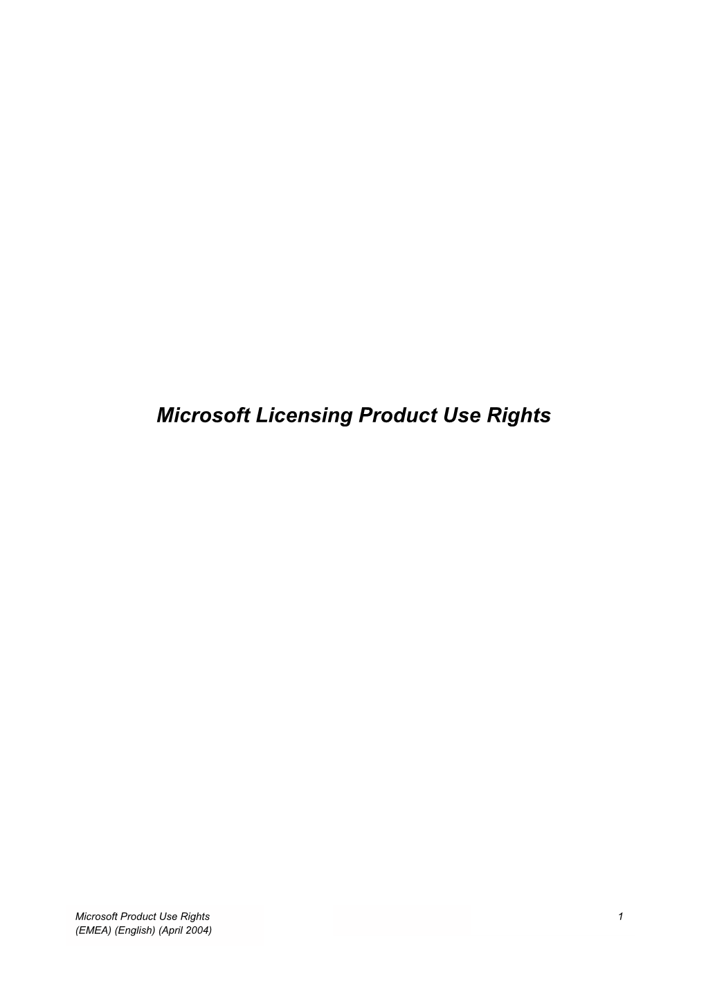 Microsoft Licensing Product Use Rights