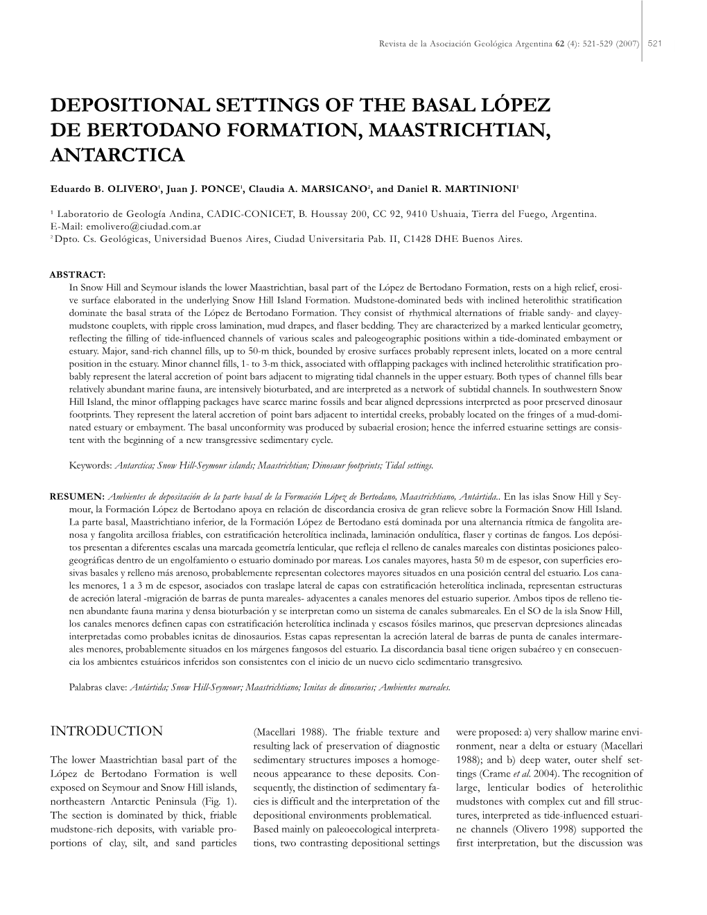 Depositional Settings of the Basal López De Bertodano Formation, Maastrichtian, Antarctica